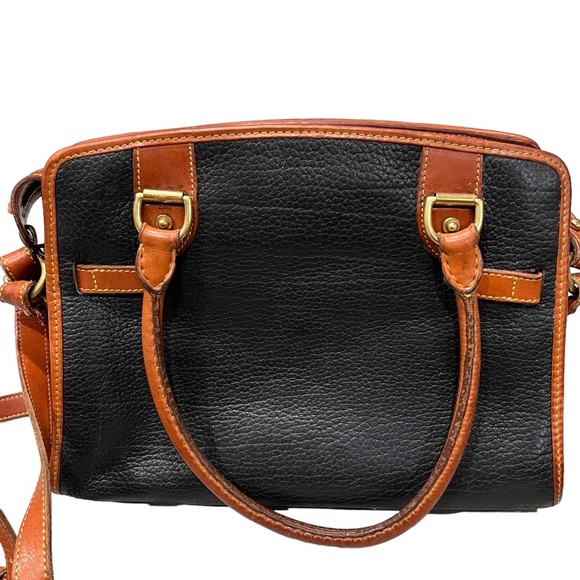 Vintage Dooney & Bourke Black Leather Crossbody Satchel Bag - Picture 3 of 12